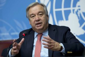 António Guterres, UN High Commissioner for Refugees speaking at the closing press conference of the 66th Executive Committee in Geneva ©UNHCR/J-M. Ferré